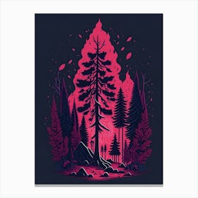 A Fantasy Forest At Night In Red Theme 12 Canvas Print