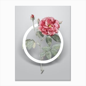 Vintage French Rose Minimalist Floral Geometric Circle on Soft Gray n.0002 Canvas Print
