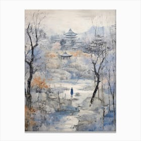 Winter City Park Painting Royal Park Kyoto 4 Canvas Print