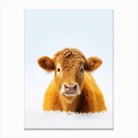 Simple Orange Portrait Of Cow Canvas Print