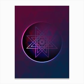 Geometric Neon Glyph on Jewel Tone Triangle Pattern 399 Canvas Print