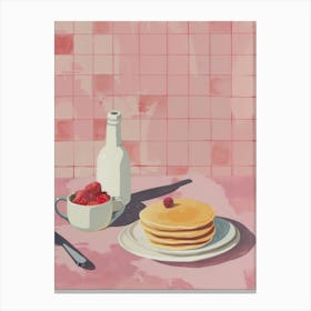 Pink Breakfast Food Pancakes 4 Canvas Print