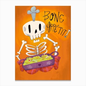 Bone Appetit Skeleton Halloween Canvas Print