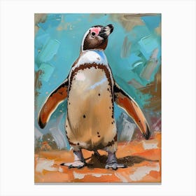 Galapagos Penguin Cuverville Island Colour Block Painting 1 Canvas Print