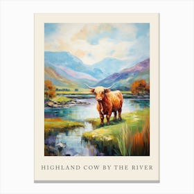 Highland Cow By The River Poster Canvas Print