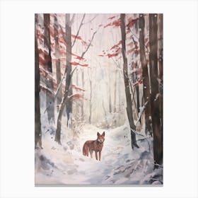 Winter Watercolour Red Wolf 2 Canvas Print