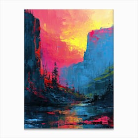 Sunset In The Mountains | Pixel Art Series 2 Canvas Print