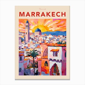 Marrakech Morocco 5 Fauvist Travel Poster Canvas Print