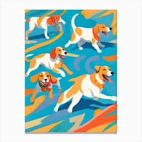 Beagles On The Beach Canvas Print