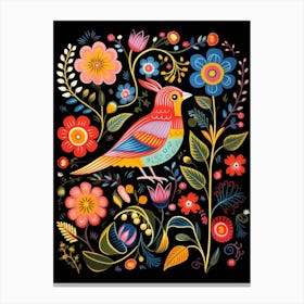 Folk Bird Illustration Mockingbird 1 Canvas Print