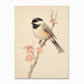 Vintage Bird Drawing Carolina Chickadee 1 Canvas Print