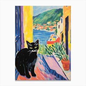 Painting Of A Cat In Korcula Croatia 2 Canvas Print