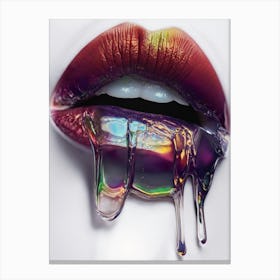 Dripping Lips Rainbow Colors Canvas Print