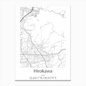 Hirokawa,Japan Minimalist Map Canvas Print