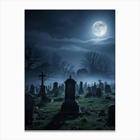 Graveyard At Night 24 Canvas Print