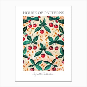 Folk Cherries And Bows 5 Pattern Poster Canvas Print