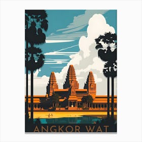 Angkor Wat Cambodia Retro Travel Canvas Print
