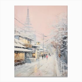 Dreamy Winter Painting Tokyo Japan 3 Canvas Print