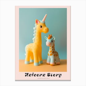 Pastel Toy Unicorn & Toy Giraffe 1 Poster Stampe su tela