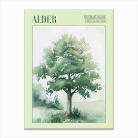 Alder Tree Atmospheric Watercolour Painting 4 Poster Canvas Print