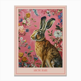 Floral Animal Painting Arctic Hare 3 Poster Canvas Print