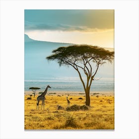 Giraffes In The Savannah 2 Canvas Print