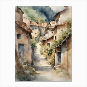Watercolor Of A Village 2 Canvas Print