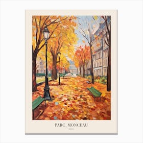 Autumn City Park Painting Parc Monceau Paris France 2 Poster Canvas Print