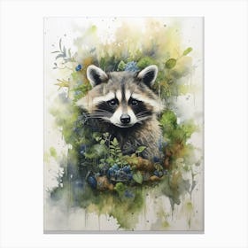 Raccoon Wonderland Woodland Watercolour 2 Canvas Print