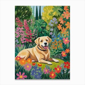 Yellow Labrador In The Garden Style Henri Matisse Canvas Print