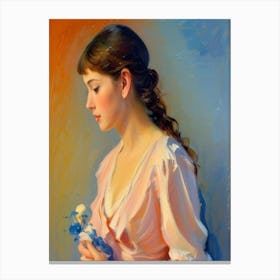 Girl With Flowers Canvas Print