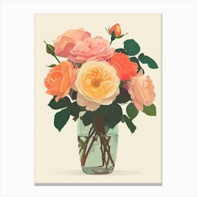 English Roses Painting Rose In A Vase 1 Canvas Print