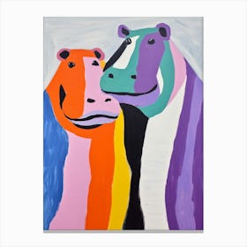 Colourful Kids Animal Art Hippopotamus 2 Canvas Print
