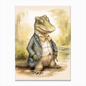 Storybook Animal Watercolour Alligator 2 Canvas Print