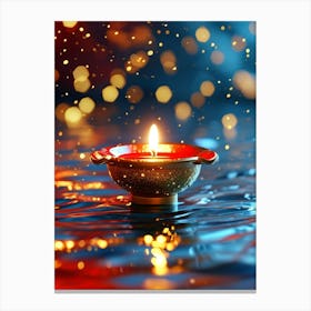 Diwali Lights On Water Canvas Print