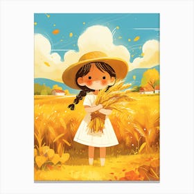 Cute Little Girl In A Wheat Field 15 Leinwandbild