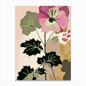 Hollyhock Wildflower Modern Muted Colours 2 Canvas Print