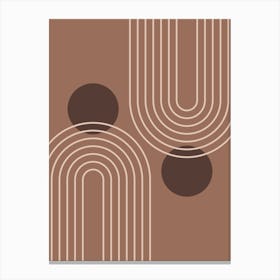 Mid Century Modern Geometric cI in Rustic Brown Wood Mocha (Rainbow and Sun Abstraction) Canvas Print