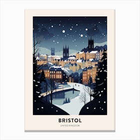 Winter Night  Travel Poster Bristol United Kingdom 3 Canvas Print