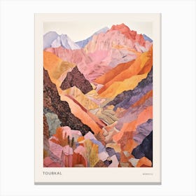 Toubkal Morocco 1 Colourful Mountain Illustration Poster Canvas Print