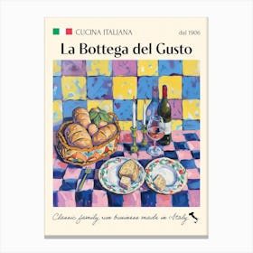 La Bottega Del Gusto Trattoria Italian Poster Food Kitchen Canvas Print