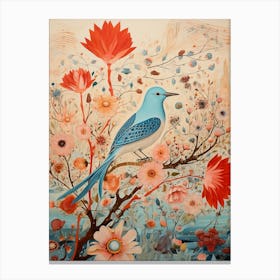 Bluebird Detailed Bird Painting Canvas Print