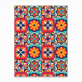 Azulejo - vector tiles, Portuguese tiles, Mexican Tile Pattern Canvas Print