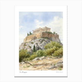 The Acropolis, Athens 1 Watercolour Travel Poster Canvas Print
