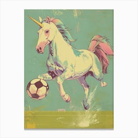 Storybook Style Unicorn Playing Football Canvas Print