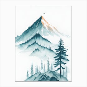 Mountain And Forest In Minimalist Watercolor Vertical Composition 106 Canvas Print