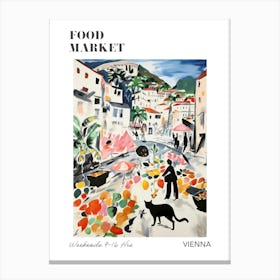 The Food Market In Vienna 2 Illustration Poster Canvas Print