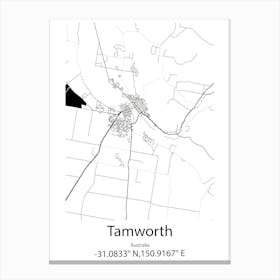 Tamworth,Australia Minimalist Map Canvas Print