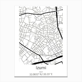 Izumi,Japan Minimalist Map Canvas Print