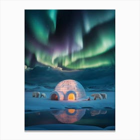 Aurora Borealis Over Igloo Canvas Print